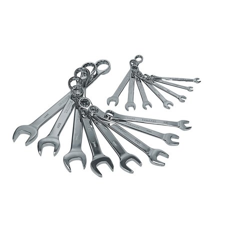 SURTEK Mirror-polished combination wrench metric set, 15 pieces on rack 100522
